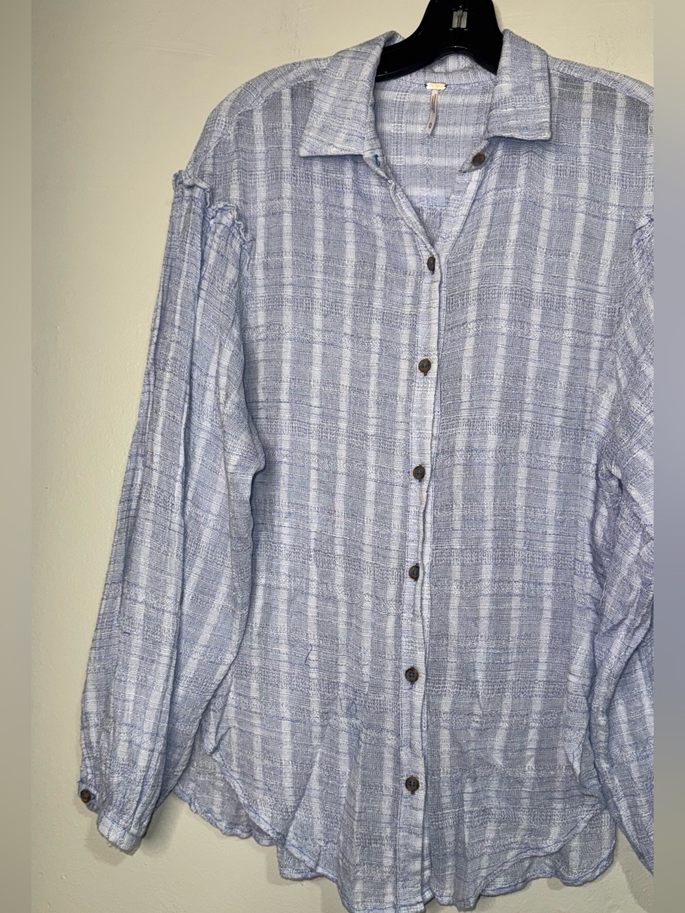 Free People Light Blue & White Striped Button-Down Shirt - Picture 4 of 10